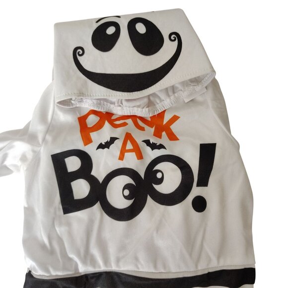 Infants and Toddlers 6-12 Mo Giggly Ghost Halloween Costume Jumpsuit and Cap - Picture 6 of 6